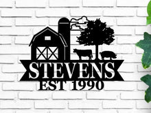 Load image into Gallery viewer, Personalized Farm Metal Sign Farm Sign Personalized Farmhouse Sign Custom Farm Decor Custom Farmhouse Decor Metal Farm Sign Farm House Decor
