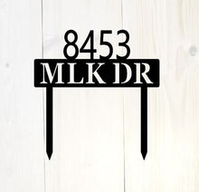 Load image into Gallery viewer, Lawn Address Monogram Metal Sign, Custom Address Sign, Address Sign, metal yard art, custom metal sign, metal letters, house warming gift
