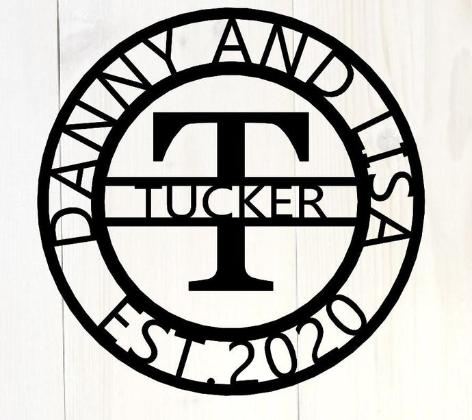 Personalized Family Name Metal Sign - Housewarming Gift - Door Hanger - Wedding Gift - Metal Monogram Sign