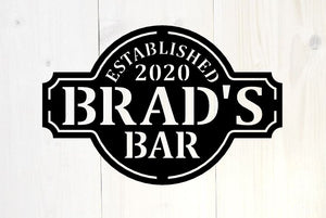 Vintage Metal Bar Sign - Established Wall Decor - Personalized Bar Sign - Lounge - Tap