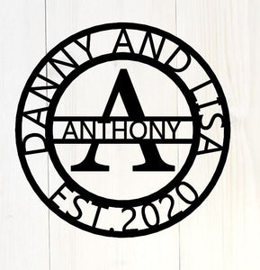 Personalized Family Name Metal Sign - Housewarming Gift - Door Hanger - Wedding Gift - Metal Monogram Sign