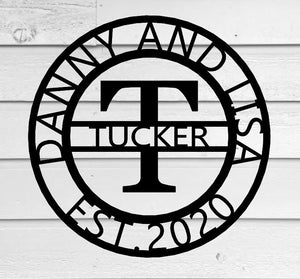 Personalized Family Name Metal Sign - Housewarming Gift - Door Hanger - Wedding Gift - Metal Monogram Sign