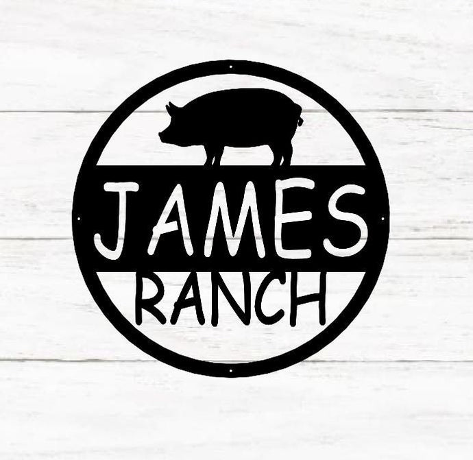 Custom Metal Sign - Hanging pig Sign