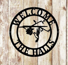 Load image into Gallery viewer, Hummingbird Metal Sign, Custom Hummingbird Family Name Sign
