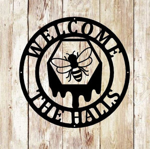 Honey Bee Family Name Established Sign | Custom Metal Sign