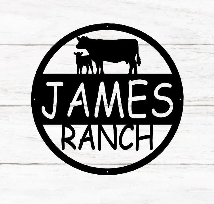 cow calf Metal Sign, Custom Cow/Calf, Farmer sign, Personalized, Established, Plasma cut steel sign, animals farm, metal art, farmhouse