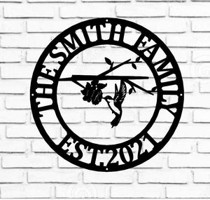 Hummingbird Metal Sign, Custom Hummingbird Family Name Sign