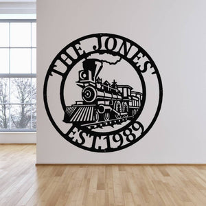 OPacific Custom Train Railroad Metal Sign - Personalized Family Name Wall Art, Housewarming Gift