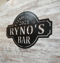 Load image into Gallery viewer, Vintage Metal Bar Sign - Established Wall Decor - Personalized Bar Sign - Lounge - Tap
