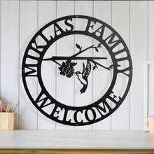 Load image into Gallery viewer, Hummingbird Metal Sign, Custom Hummingbird Family Name Sign
