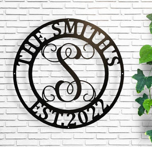 Personalized Family Name Metal Sign, Housewarming Gift, Metal Monogram Sign, Door Hanger, Last Name Sign, Metal Wall Art, Wedding Gift