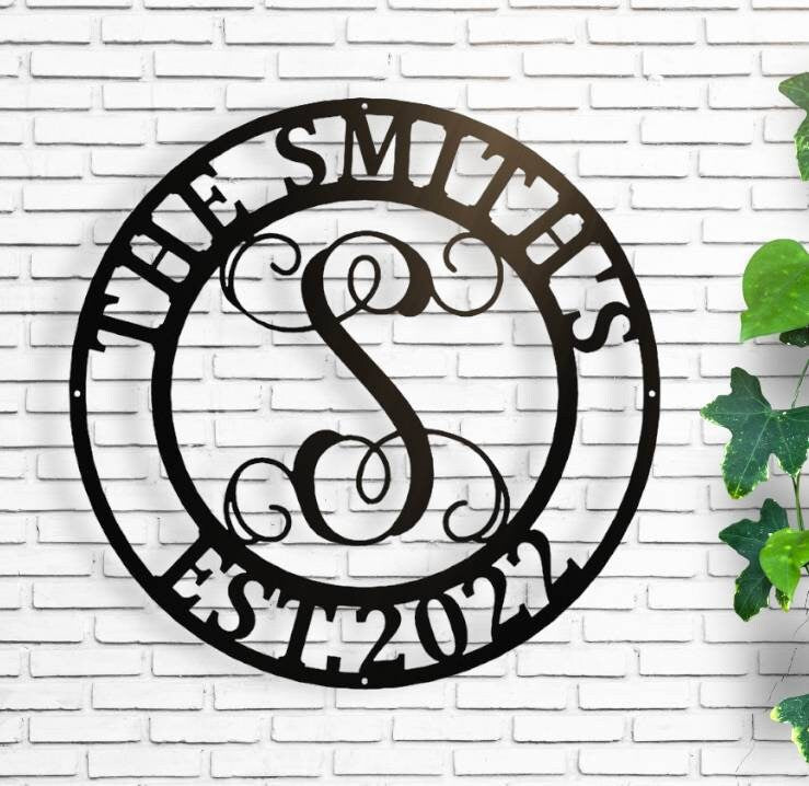 Personalized Family Name Metal Sign, Housewarming Gift, Metal Monogram Sign, Door Hanger, Last Name Sign, Metal Wall Art, Wedding Gift