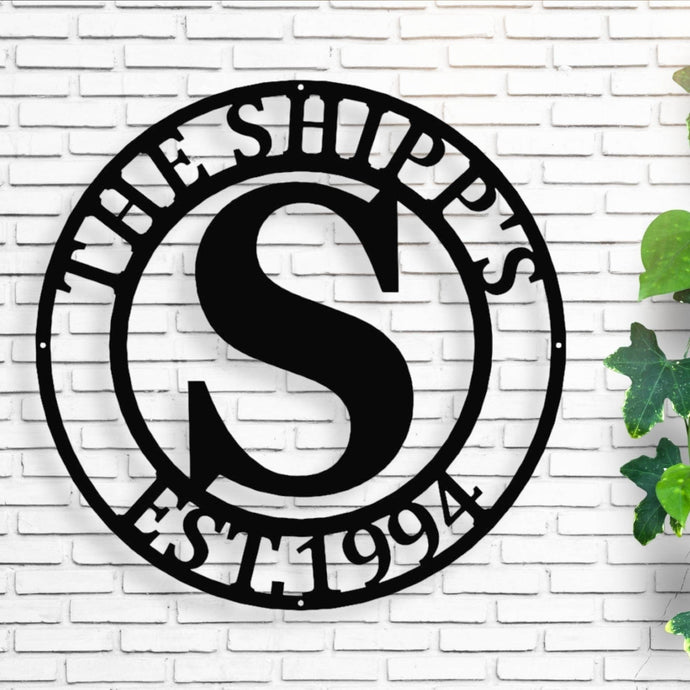 Personalized Family Name Metal Sign, Housewarming Gift, Metal Monogram Sign, Door Hanger, Last Name Sign, Metal Wall Art, Wedding Gift