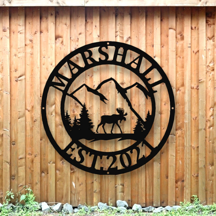 Metal Moose Sign, Personalize Moose Metal Sign, Last name Moose Sign for Outdoor, Personalize Metal Sign, Outdoor Name, Outdoor Name Sign