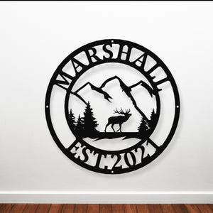 Elk Name Metal Sign, Elk Hunter Christmas Gift, Last Name Art, Family Name Sign, Caribou Sign, Elk Hunting Gift, Wall Decor, Elk Antler Sign