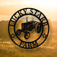 Load image into Gallery viewer, Tractor Family Name Sign | FREE SHIPPING | Personalized Metal Sign | Antique Tractor | Gifts, metal tractor sign, tractor wall art
