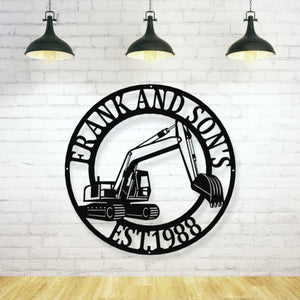 custom metal excavator sign -pipe liners - little boys room - construction decor - metal excavator - man cave decor - psl- metal sign