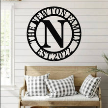 Load image into Gallery viewer, Personalized Family Name Metal Sign, Housewarming Gift, Metal Monogram Sign, Door Hanger, Last Name Sign, Metal Wall Art, Wedding Gift
