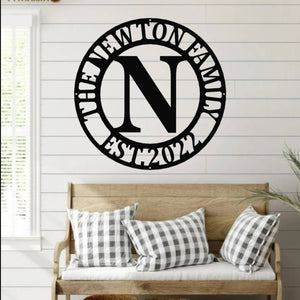 Personalized Family Name Metal Sign, Housewarming Gift, Metal Monogram Sign, Door Hanger, Last Name Sign, Metal Wall Art, Wedding Gift