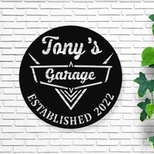 Load image into Gallery viewer, Vintage 1950&#39;s Garage Sign - Personalized Metal Wall Art - Dad Man Cave - Classic Car Decor - Car Shop Decor - Personalized Gifts - Wall Art
