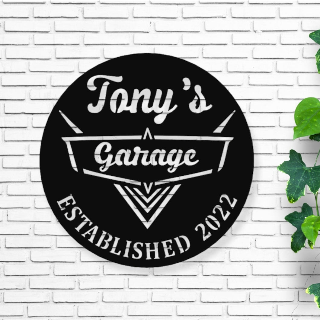 Vintage 1950's Garage Sign - Personalized Metal Wall Art - Dad Man Cave - Classic Car Decor - Car Shop Decor - Personalized Gifts - Wall Art