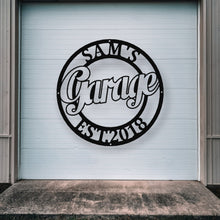 Load image into Gallery viewer, metal garage sign, personalized metal shop sign, tool shed sign, Custom Workshop Sign | Free Shipping | Metal Sign | Gifts | Man Cave
