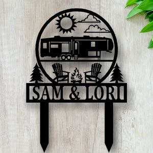 Happy Campers Yard sign, Camping Sign, Camper Decor, RV Decor, Family Name Sign