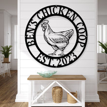 Load image into Gallery viewer, Last Name Chicken Door Hanger, Chicken Garden Flag, Chicken Sign, Chicken Decor, Farmhouse Chicken Wall Decor, rooster
