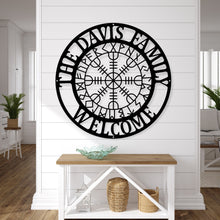 Load image into Gallery viewer, VEGVISIR RUNE - Viking Compass- Norse Wayfinder- Nordic Compass- Wall Hanging- Custom Indoor Outdoor Metal Art - Metal Icelandic Wall Art
