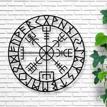 Load image into Gallery viewer, VEGVISIR RUNE - Viking Compass- Norse Wayfinder- Nordic Compass- Wall Hanging- Custom Indoor Outdoor Metal Art - Metal Icelandic Wall Art
