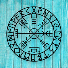 Load image into Gallery viewer, VEGVISIR RUNE - Viking Compass- Norse Wayfinder- Nordic Compass- Wall Hanging- Custom Indoor Outdoor Metal Art - Metal Icelandic Wall Art
