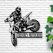 Load image into Gallery viewer, Custom Dirt Bike Metal Sign, Dirt Bike Rider Name Sign, Motocross Racing Sign, Boys Bedroom Decor, Dirt Bike Decor, metal wall art
