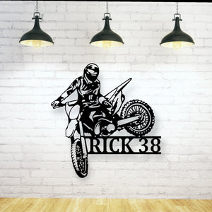 Custom Dirt Bike Metal Sign, Dirt Bike Rider Name Sign, Motocross Racing Sign, Boys Bedroom Decor, Dirt Bike Decor, metal wall art