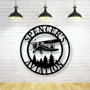 Airplane Monogram, Pilot Gifts, Personalized Aviation Signs, Custom Metal Signs, Airplane Hangar Sign, Personalized Pilot Name Sign