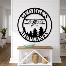 Load image into Gallery viewer, Airplane Monogram, Pilot Gifts, Personalized Aviation Signs, Custom Metal Signs, Airplane Hangar Sign, Personalized Pilot Name Sign
