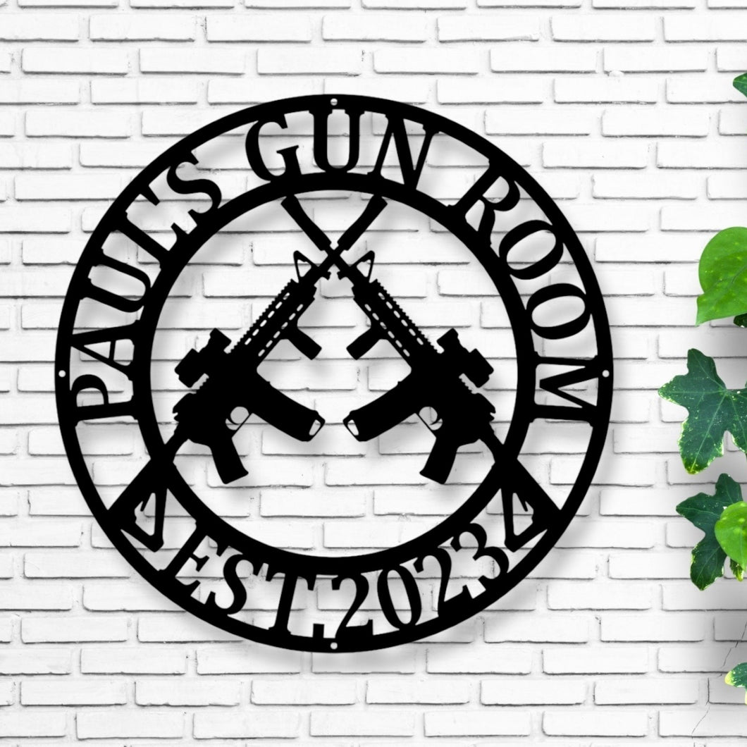 Personalized Gun Metal Sign - Gun Metal Sign - Gun Owner Gift - Armory Décor - 2nd Amendment - Army Gift - Veteran Gift - AR-15 - Gun Gift