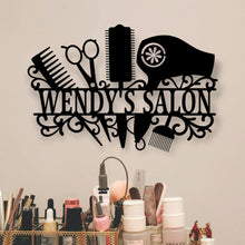 Load image into Gallery viewer, Salon Sign, Custom Beauty Salon Sign, Personalized Hair Salon Sign, Custom Business Signage, Metal Sign For Salon, Decor, Entry Salon Sign
