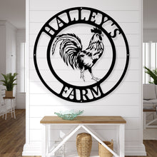 Load image into Gallery viewer, Last Name Chicken Door Hanger, Chicken Garden Flag, Chicken Sign, Chicken Decor, Farmhouse Chicken Wall Decor, rooster
