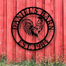 Load image into Gallery viewer, Last Name Chicken Door Hanger, Chicken Garden Flag, Chicken Sign, Chicken Decor, Farmhouse Chicken Wall Decor, rooster
