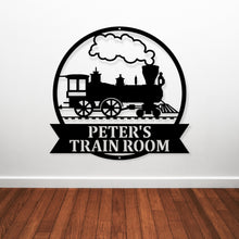 Load image into Gallery viewer, Train Metal Sign - Metal Wall Decor, Custom Metal Name Sign, Custom Train Sign,Railroad Sign, Railway Sign, Train Room, Train Decor
