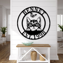 Load image into Gallery viewer, Cat Wall Art, Metal Art, Cat Sign, Cat Lover, Cat, Mother&#39;s Day, Birthday, Gift, Cat Home Wall decor, Metal Cat Decor,
