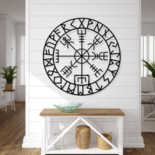 Load image into Gallery viewer, VEGVISIR RUNE - Viking Compass- Norse Wayfinder- Nordic Compass- Wall Hanging- Custom Indoor Outdoor Metal Art - Metal Icelandic Wall Art
