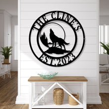 Load image into Gallery viewer, Wolf Howling Metal Ranch Sign| Great Outdoor | Weatherproof Sign | Farm Sign | Custom Metal Sign, Wolf In The Wild Sign, Howling Wolf
