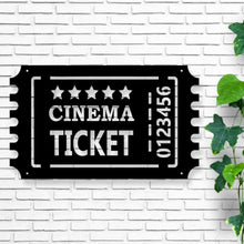 Load image into Gallery viewer, metal cinema ticket, movie ticket, metal movie room decor
