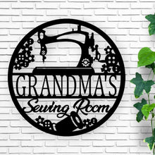 Load image into Gallery viewer, Sewing room sign, personalized sign, sewing sign. metal sewing sign, quilting sign, gift for her, farm sign, gift for grandma, gift for mom
