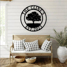 Load image into Gallery viewer, Personalized OAK Tree Custom Metal Sign, Unique Home Decor, Garden Art, Name Sign, Perfect Gift for Tree Lovers &amp; Nature Enthusiasts
