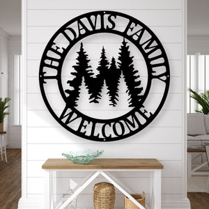 Metal Pine Tree Monogram | Customizable Name Sign, Rustic Home Décor, Personalized Gift, Nature-Inspired Wall Art, Farm Sign,