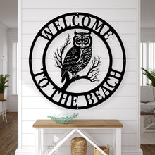 Load image into Gallery viewer, Personalized Owl Metal Sign | Custom Home Decor, Unique Gift for Owl Lovers &amp; Bird Enthusiasts, Rustic Wall Art
