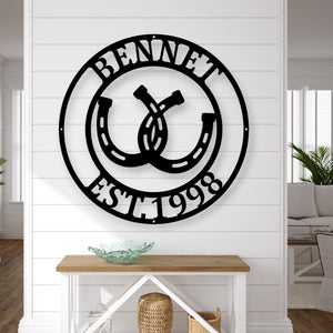 Horse Shoe Metal Sign | Rustic, Farmhouse Decor | Unique Wall Art | Perfect Gift for Horse Lovers & Equestrian Enthusiasts