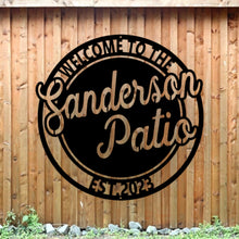 Load image into Gallery viewer, Backyard Metal Sign, Custom Rustic Décor, Outdoor Wall Art and Garden Sign for Home &amp; Patio, Unique Gift Idea, family name sign
